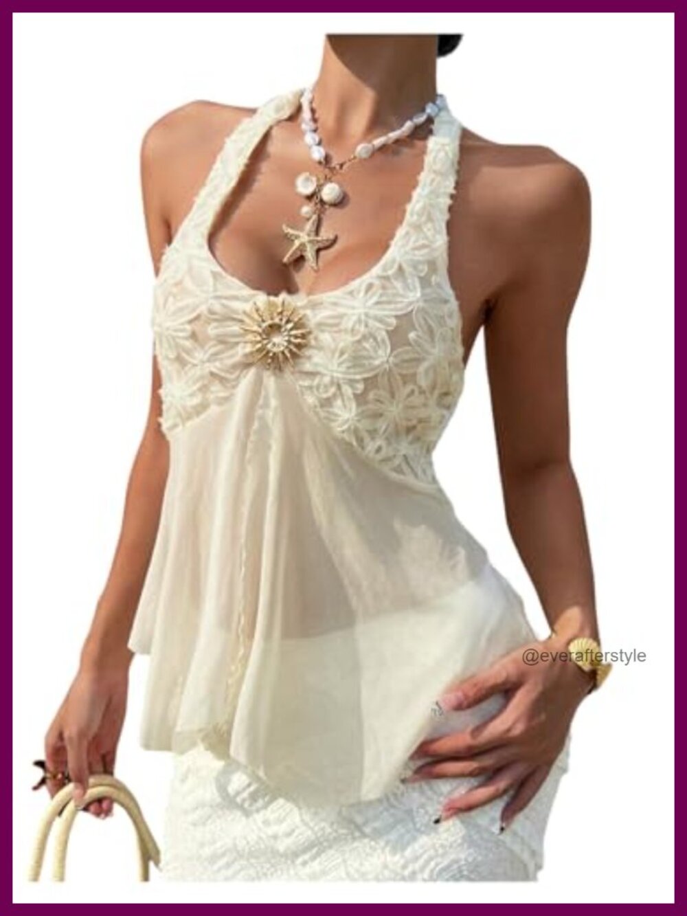 Sleeveless Halter Mesh Backless Asymmetrical Boho Going Out Top